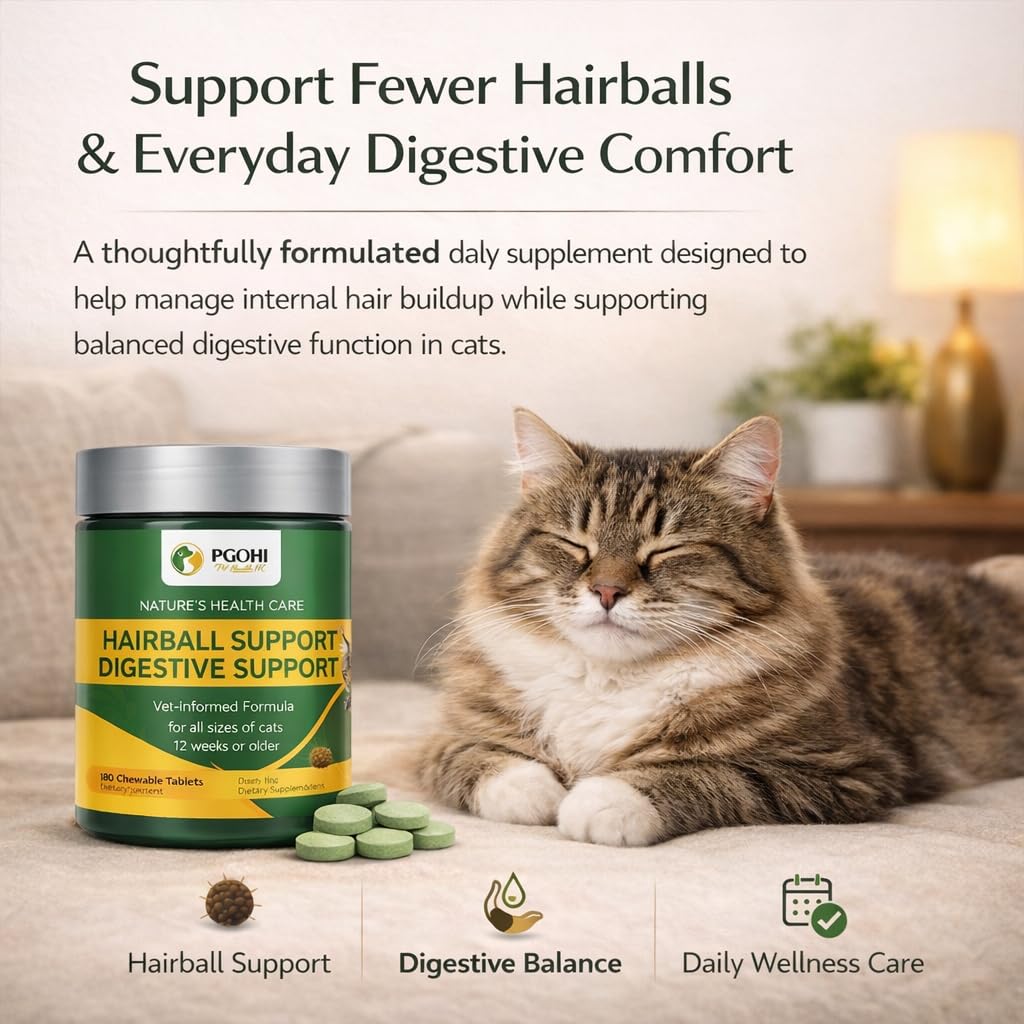 Hairball Relief Chews Tablets for Cats & Dogs Hairball