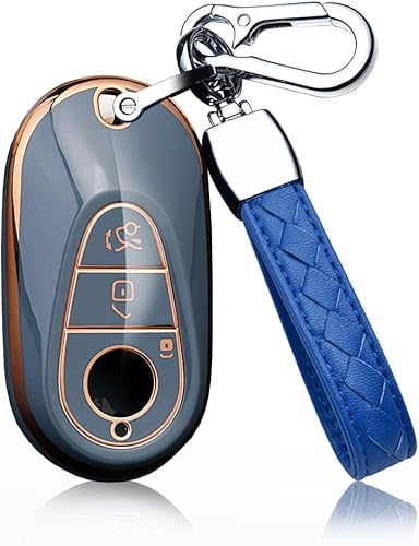 HIBEYO Funda para llavero de automóvil de TPU con llavero para Mercedes Benz W223 S300 S350 S450 S500 2020 2021 Funda para llave de automóvil con