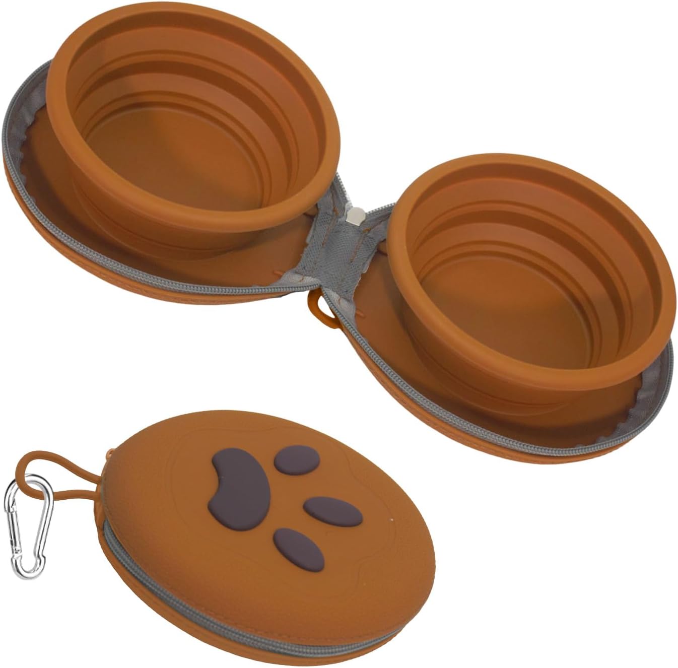 Portable 2-in-1 Silicone Dog Bowl Set with Carabiner – Travel-Friendly! Portable 2-in-1 Silicone Dog Bowl Set with Carabiner – Travel-Friendly!