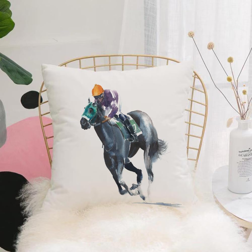 HYOSXW Cushion Cover,Throw Pillow Case Home Decorative for Living Room Bedroom Sofa Chair 16X16 Inch,Horse racing competition black horse watercolor painting illustration isolated,Pillowcase 40X40cm