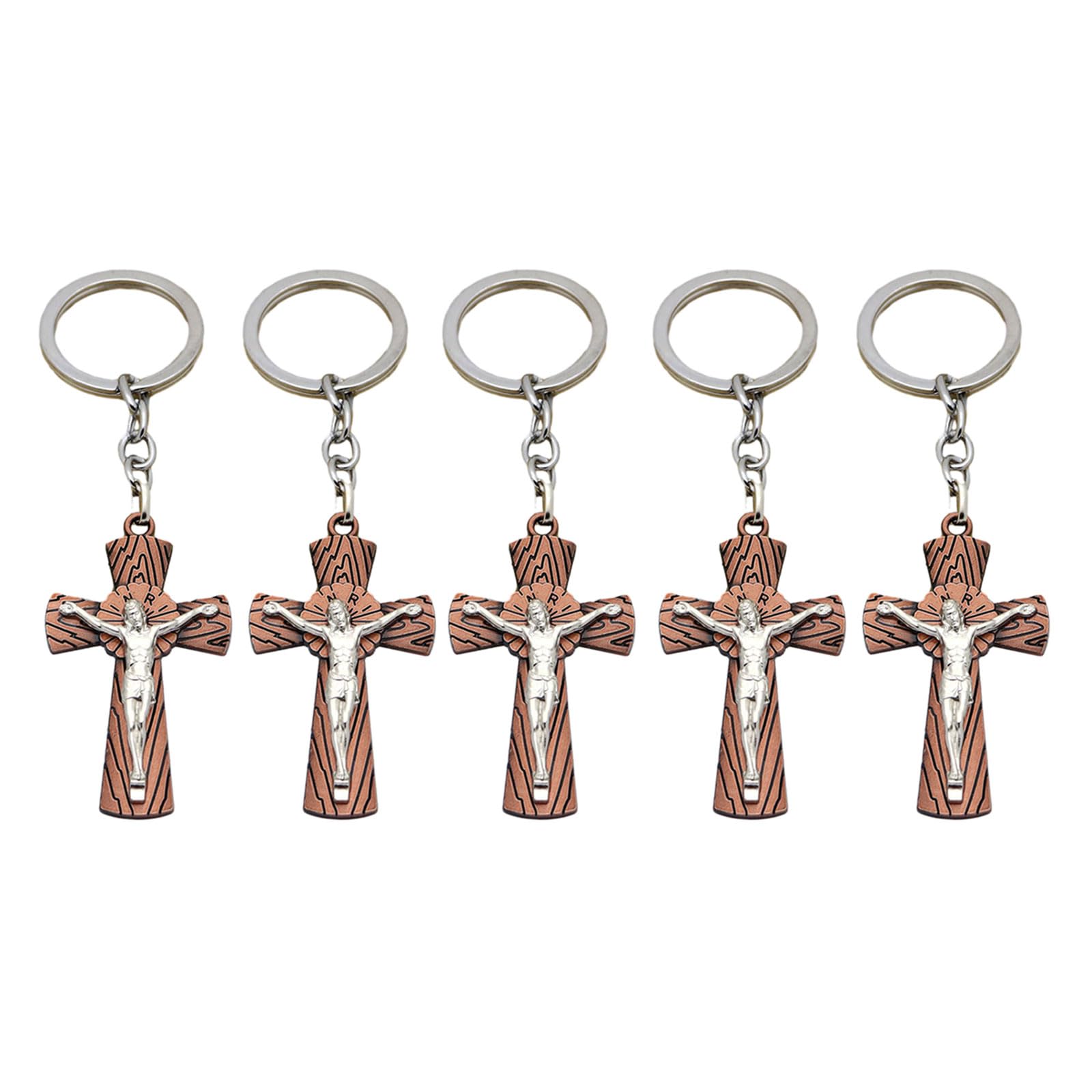 Tsophreniq 5PC Charm Cross Pendants Keychains Keyrings Bag Car KeyChains Rings Pendants