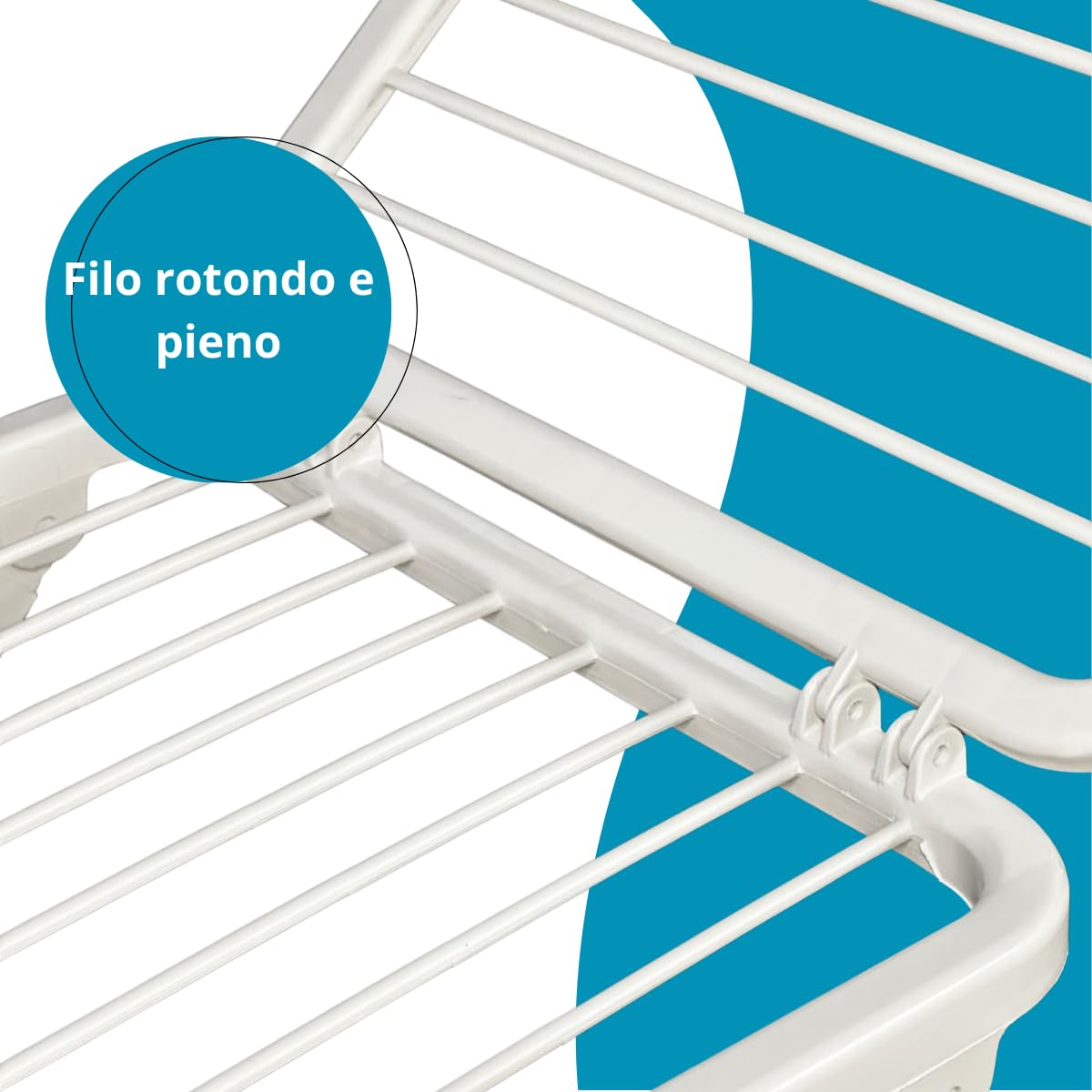 Tomaino - Stendino in Plastica Resistente per Interno ed Esterno - 20 mt - Stendibiancheria Pieghevole con Ali e Rotelle - 197x56x124 cm