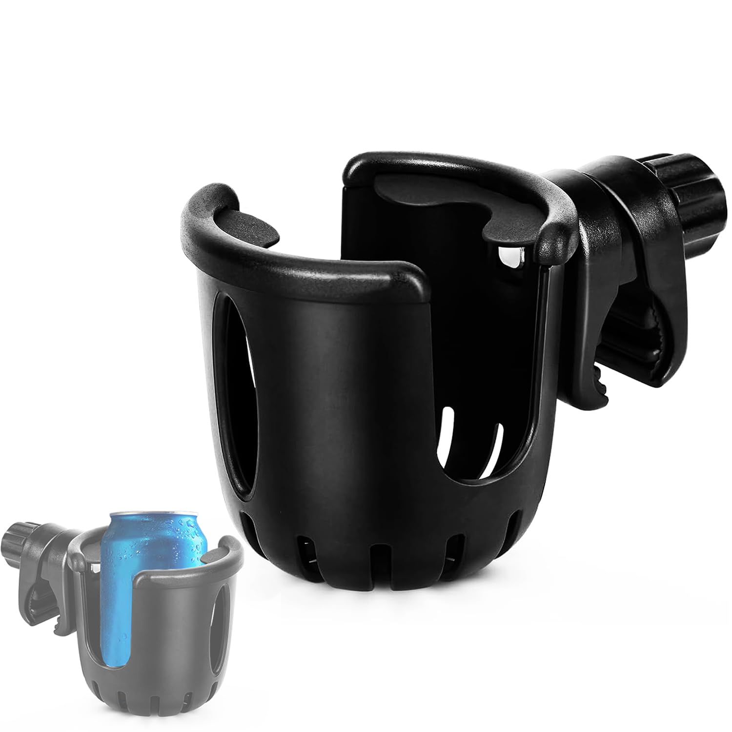 Marine Rail Cup Holder with 360 Degree Rotation Adjustable Clamp,Clamp Mount Cup Holder No Drilling for Jon Boat, Pontoon Boat,Bimini Top Hardware.