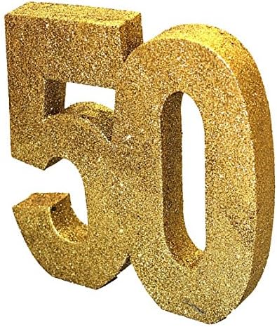 SIIIX Party Gold Glitter Number 50 Table Decoration - 20cm