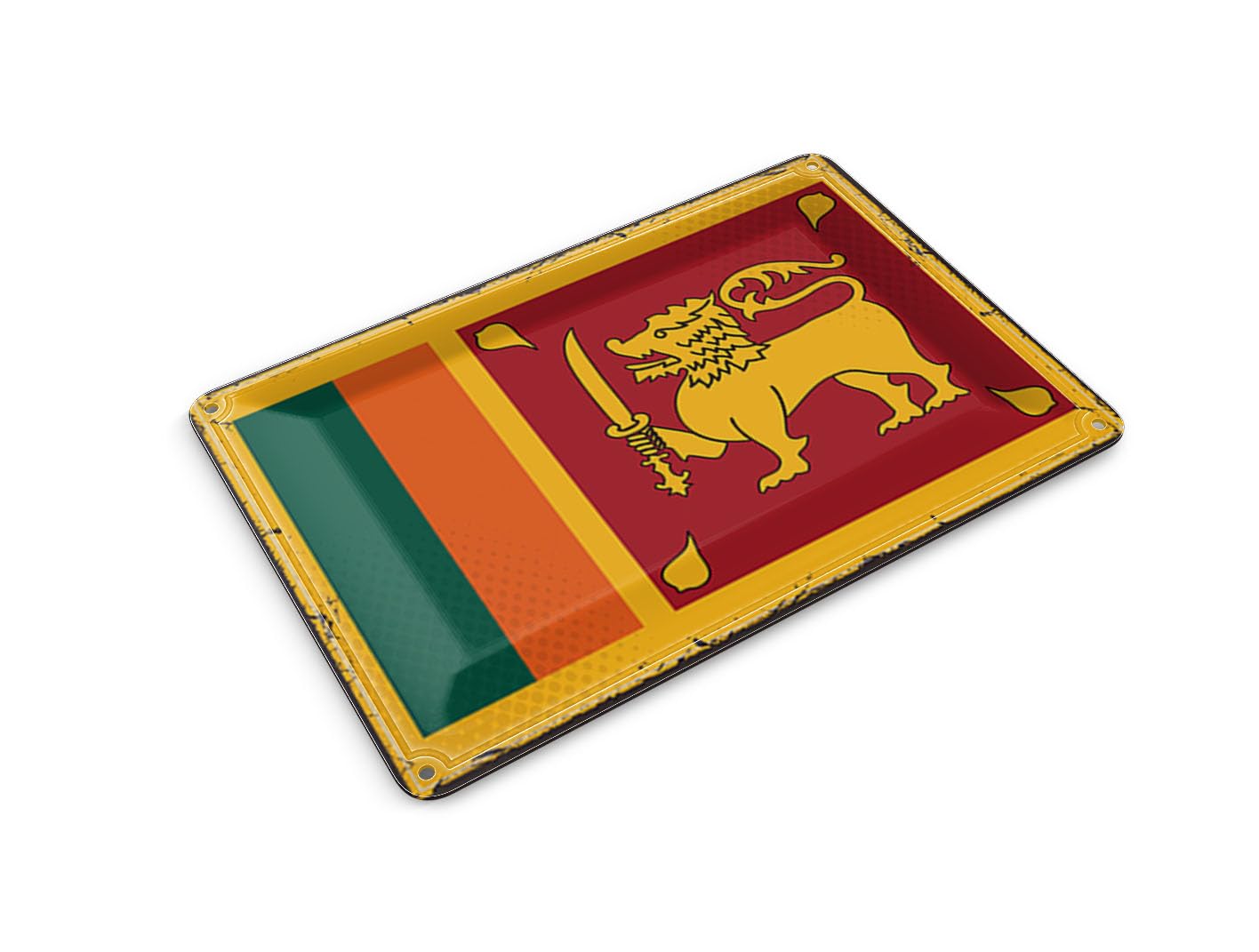 Femer Tin Postcard Sri Lanka Flag 14 x 10 cm Retro Flag Sri Lanka Decorative Sign