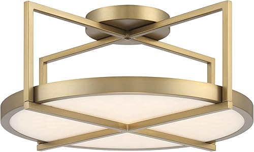 Miniatura 4 de Minka Lavery 5615-695-L Boada - Lámpara de techo semiempotrada redonda LED de alabastro sintético, 1 luz de 20 vatios, 8 pulgadas de alto x 18