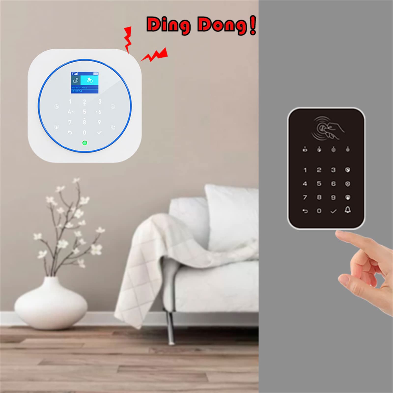 SXA Sistema di Sicurezza Allarmi, Allarme Antifurto Domestico WiFi Wireless 433 MHz gsm TFT LCD Tastiera Touch 11 Lingue E Controllo App TUYA WiFi per L'home Office,B