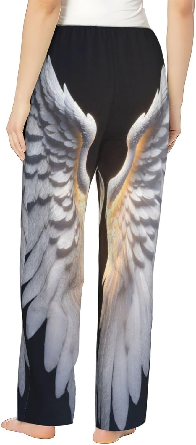 Angel Wing Print Fashion Cozy Womens Flannel Pajama Pants,Perfect For Christmas And Everyday Wear