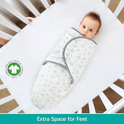 Miniatura 21 de Biloban Pañales para bebés de 0 a 3 meses para niñas, manta de algodón para envolver al recién nacido, gris y rosa, paquete de 2 Gris + Rosa,Gris +