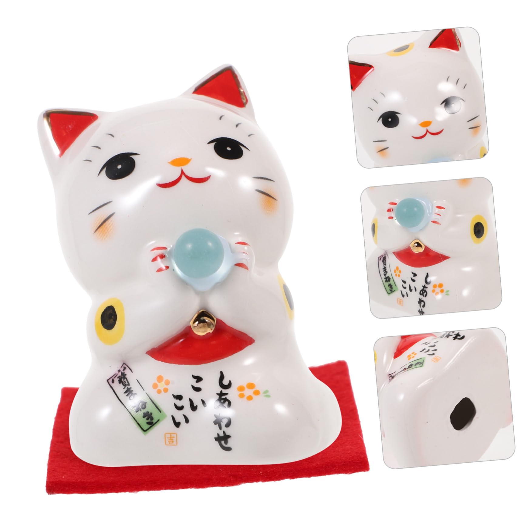 Alipis 5 Piezas Gato Suertudo Mini Maneki-Neko Dinero Gato Modelo Figura Decoración del Gato De La Fortuna Decoración Japonesa para El Hogar Estatuillas De Miniaturas Auto Cerámica
