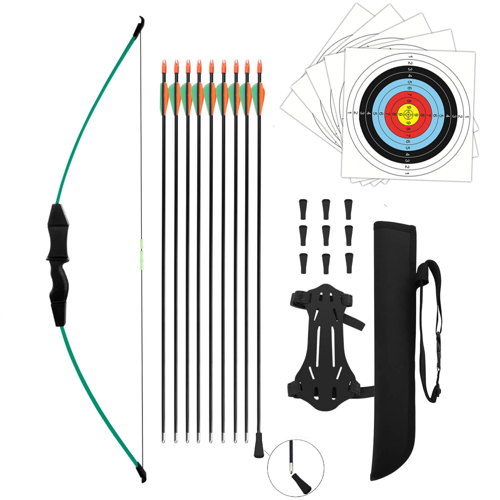 Bogen und Pfeil Kinder Set Jugendbogenset Teens Kinderbogen Recurve Zielscheibe 15lbs Kinder Pfeilbogen Anfänger Jugendliche für die Outdoor-Sportjagd im Hinterhof