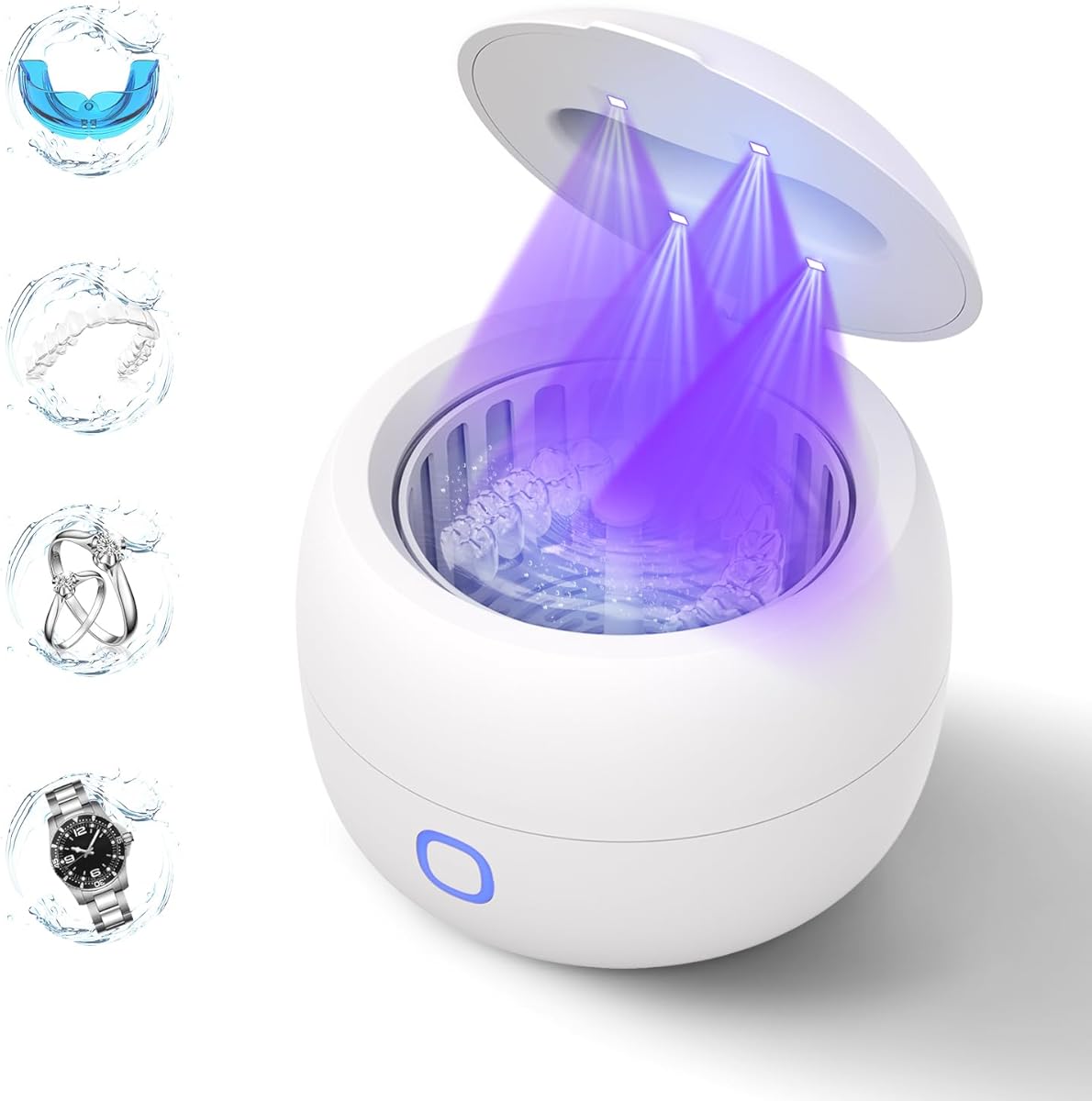 2026 Ultrasonic Retainer Cleaner Machine for Braces, Jewelry, Mouth Guard, 24W Ultrasonic Cleaner with 3 Modes, Suitable for Dental Appliances, Mouth Guard, Night Guard Braces, Jewelry, 200ML Portable Capacity (white)