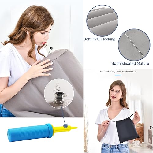 Miniatura 6 de VOPHIA Almohada inflable de cuña  Almohada de cuña de viaje ligera y portátil para dormir, leer, poscirugía y elevación de piernas, almohada