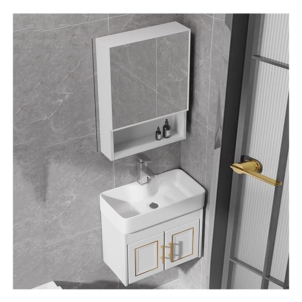 Csxsxauo White-A Floating Bathroom Vanity With Sink, Wall Mount Corner Utility Sink Cabinet, Space-Saving Hotel Console Sinks Faucet
