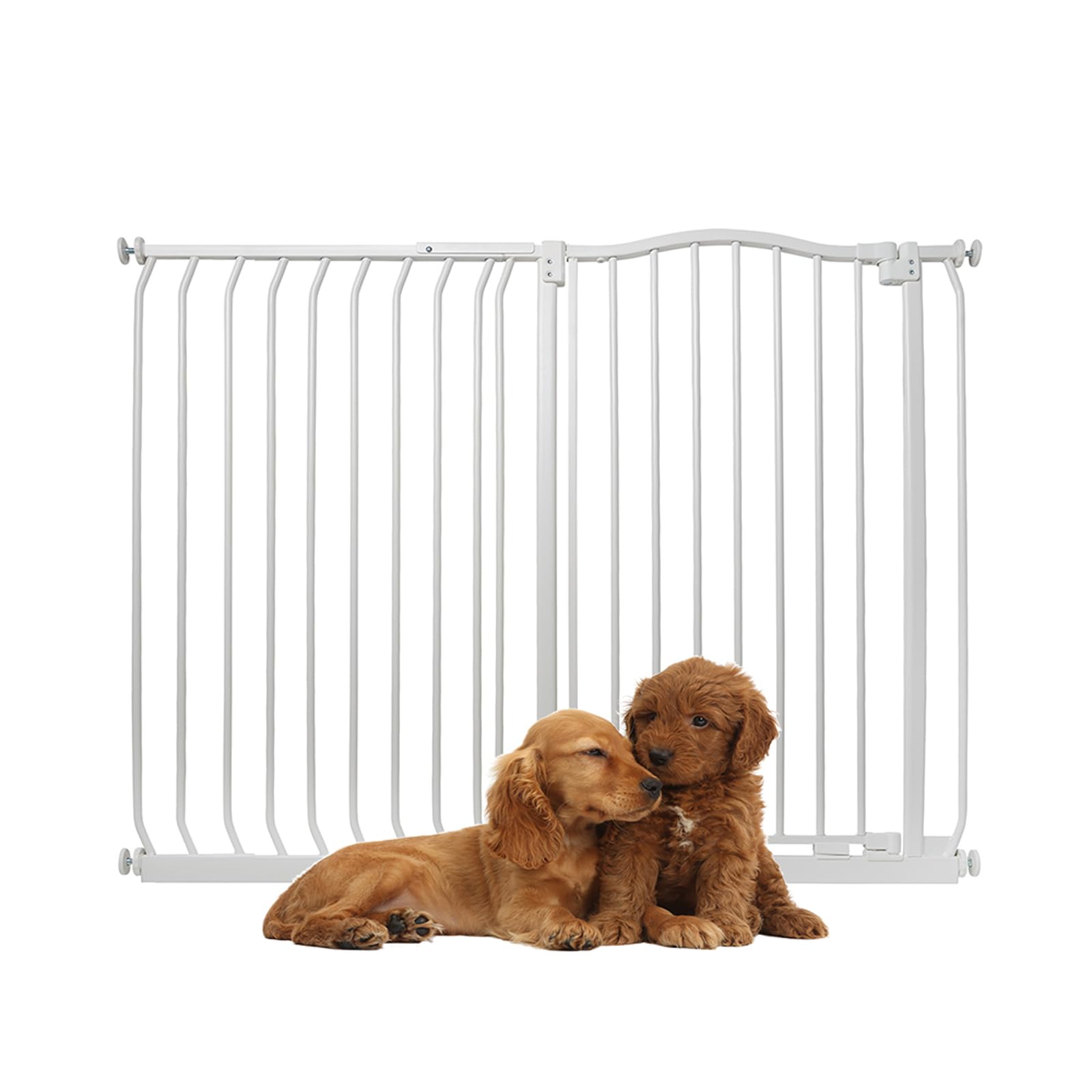 Bettacare White Extra Tall Curved Top Dog Gate, 125Cm - 134Cm, Matt 100Cm Tall, Pressure Fit Pet Barrier, Easy Install
