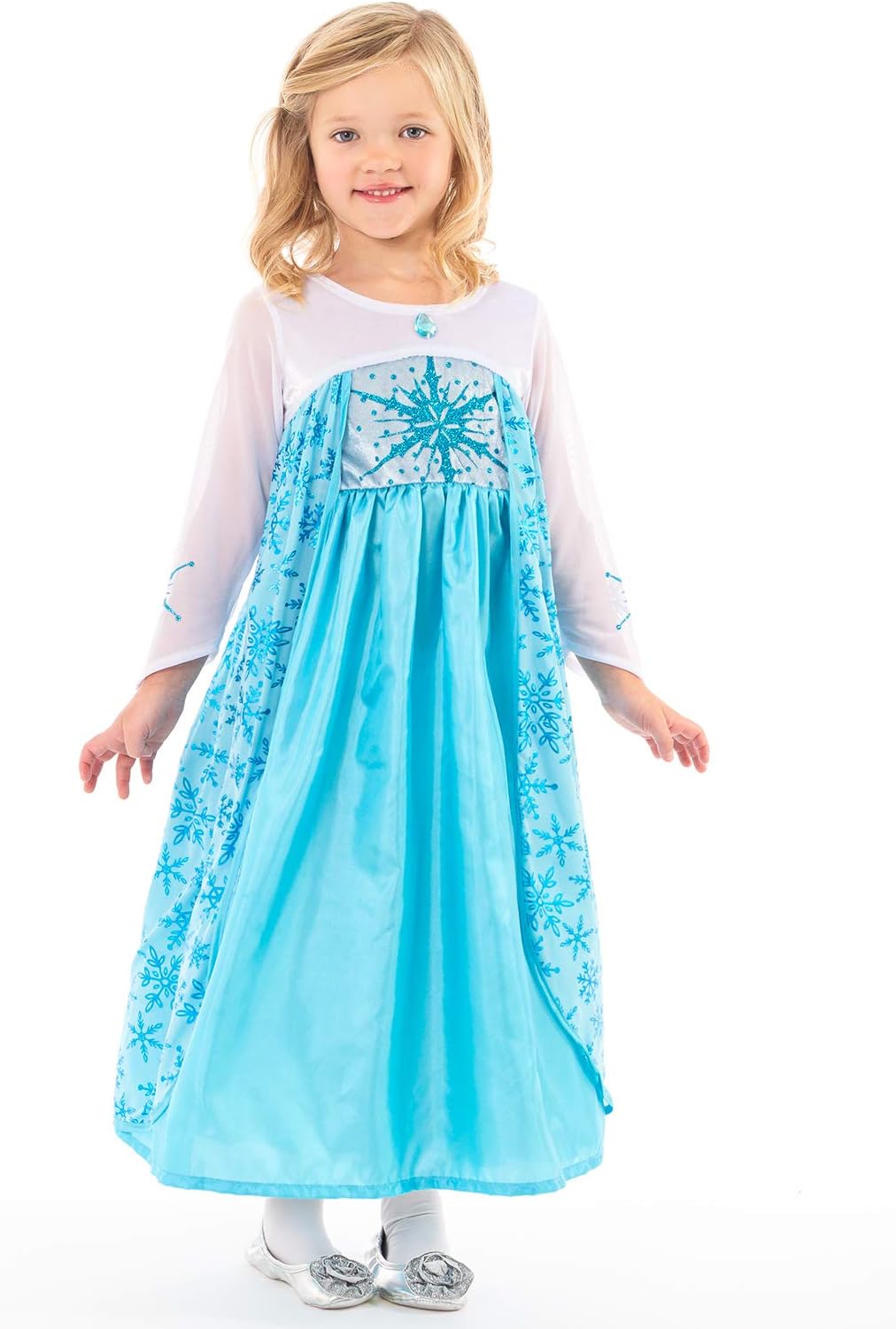 Ice Princess Dress up Costume - Machine Washable Girls Child Pretend Play and Party Outfit with No Glitter