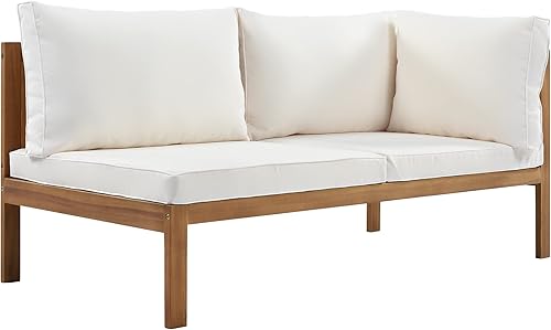 Miniatura 7 de Juego de muebles de patio al aire libre juego de sofá modular de madera de acacia con cojines de asientomesa auxiliar juego de sofá de jardín para