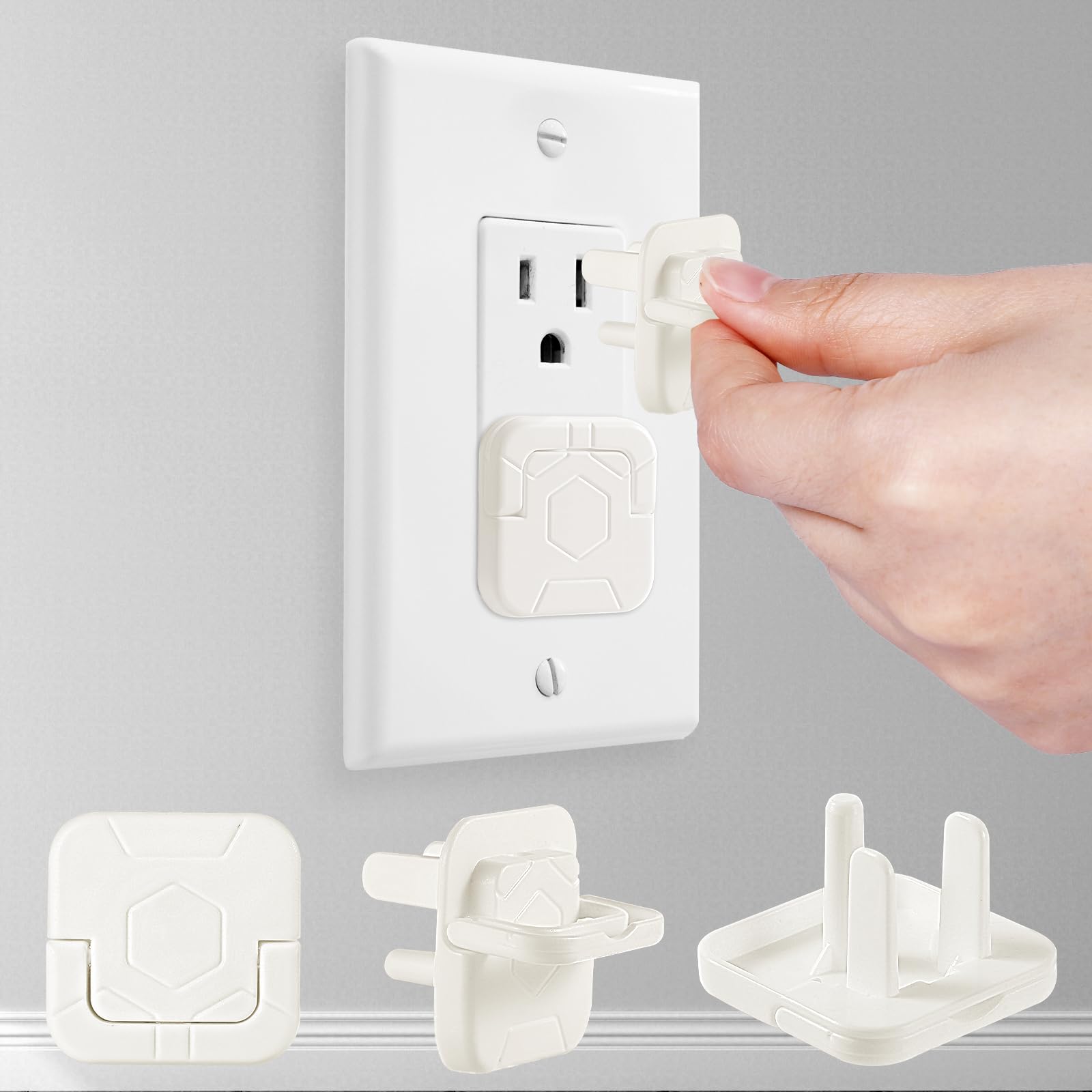 Outlet Covers Baby Proofing, 60 Pack Child Proof Plug Socket Covers Electric Plug Protectors Safety Caps with Hidden Pull Handle, for US 3-Prong,