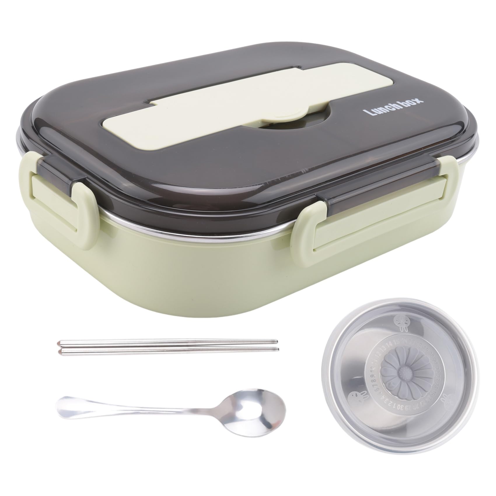 Tagtight Green Bento Lunch Box Kids, 1400Ml Containers Thermal Insulation Bento Lunch Box With 5 Compartments And Salad Bowl, Lunch Containers Adults, Snack Box For Kids And Adults Work School