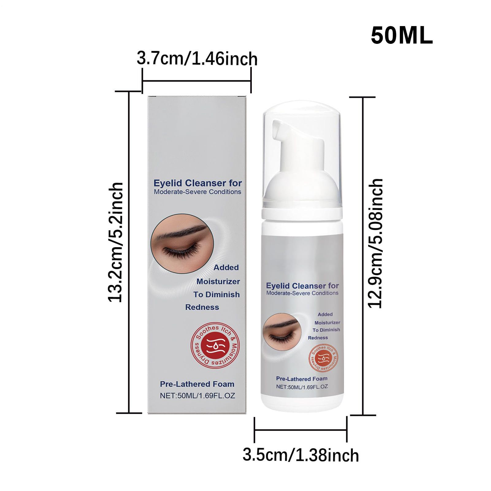 Detergenti per Palpebre,Schiuma Detergente per Ciglia Pulizia Profonda 50 ml | Struccante Idratante Lavaggio Delicato per Pelli Grasse Secche Sensibili Uomini Donne