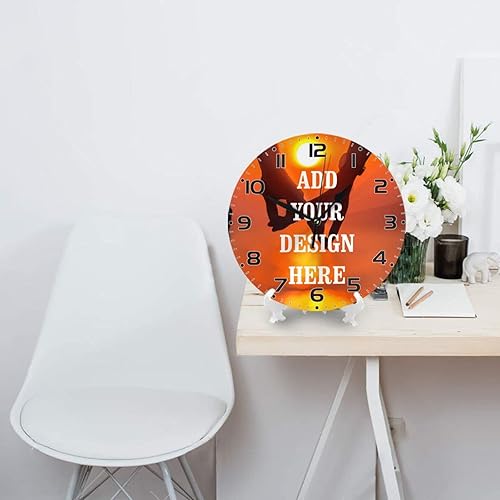Miniatura 4 de Fovanxixi Reloj de pared personalizado para parejas, relojes de pared personalizados con logotipo de texto fotográfico, relojes redondos