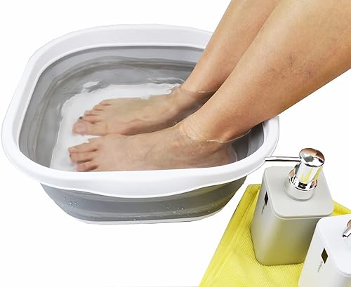Miniatura 7 de SAMMART Tina plegable de 10 litros (2.6 galones) - Tina plegable - Lavabo portátil - Tina de plástico que ahorra espacio (gris + latte)