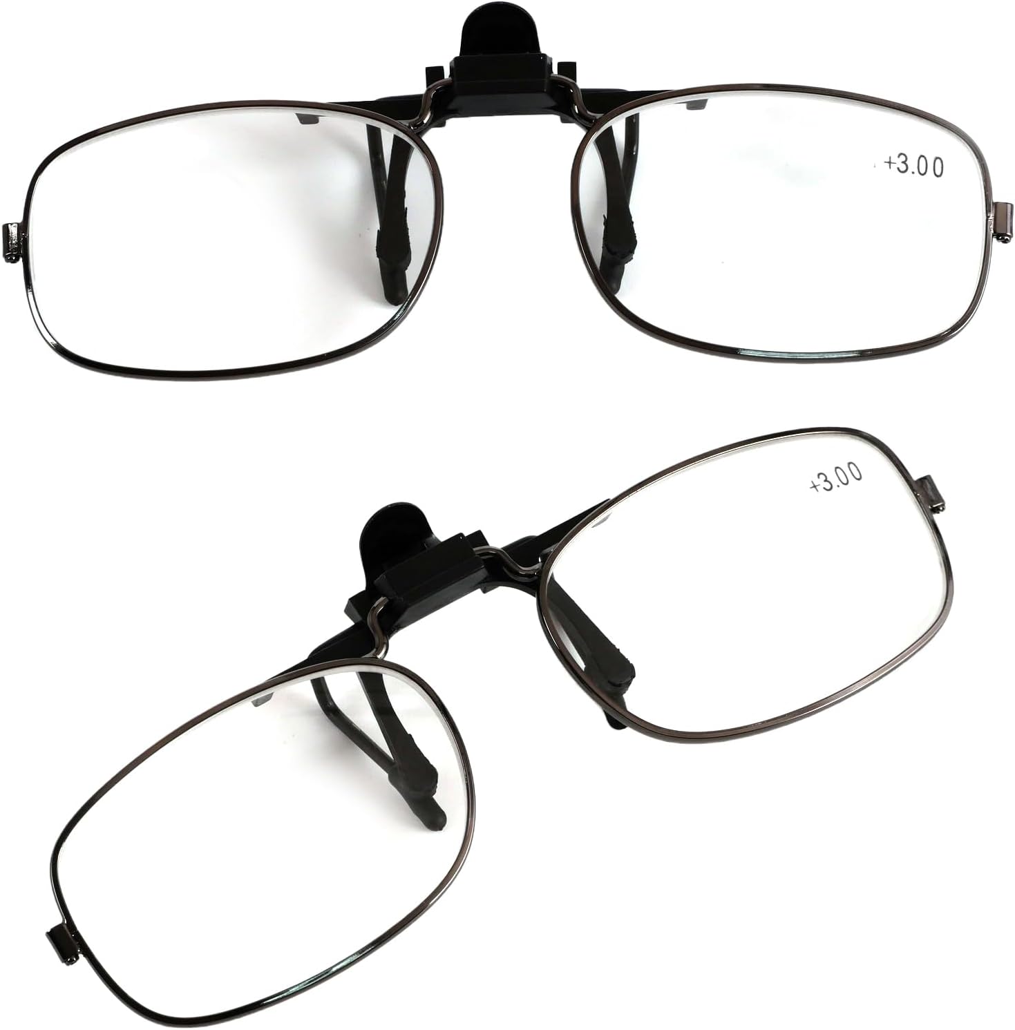 VANANA Clip On Rimmed Reading Glasses, Flip Up Magnifying Glasses, Metal full-Frame Magnifiers Lenses Readers Unisex