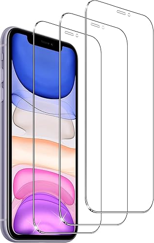 YMHML Paquete de 3 protectores de pantalla para iPhone 11 de 6.1 pulgadas, grado militar inastillable Película de vidrio templado HD sin burbujas,