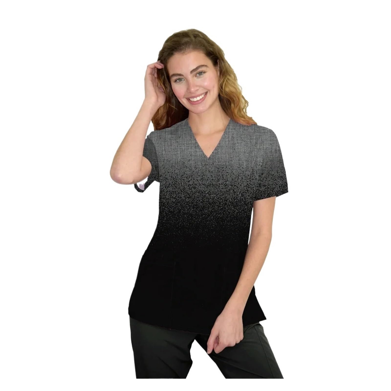 Uniforme Sanitario Hombre Uniforme de Enfermera con Lentejuelas de Color sólido, Estampado, Cuello en V, Bolsillos, Uniformes, Blusas de enfermería, Ropa de Trabajo(BHSF15488,5XL)