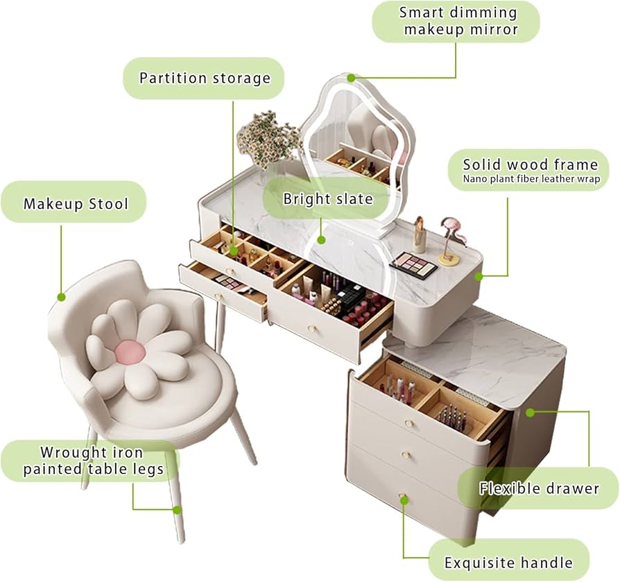 Amazon|姫系 ドレッサー 鏡台 化粧台デスク 3つの照明モード付き Amazon|姫系 ドレッサー 鏡台 化粧台デスク 3つの照明モード付き