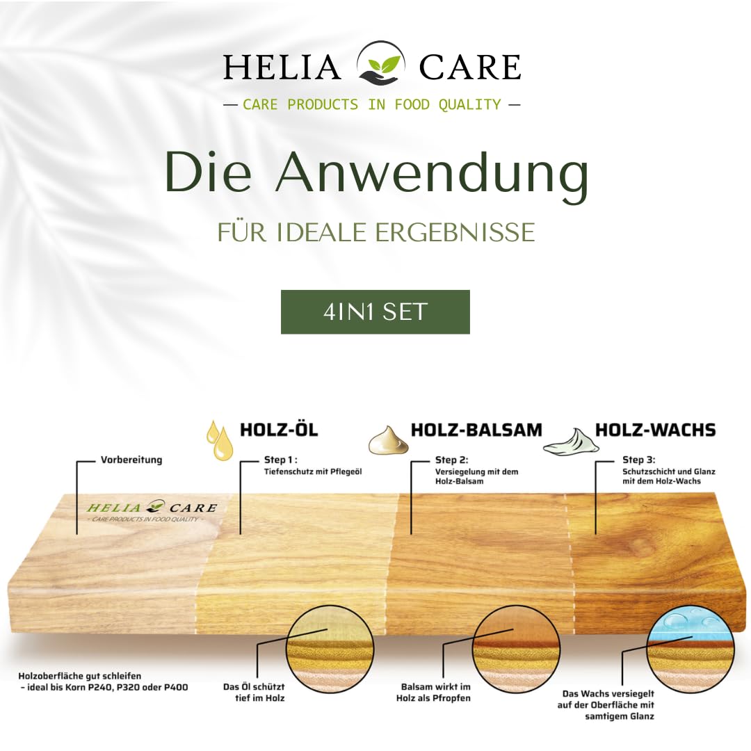Starter Set - BIO Holzpflege Set - Premium Holzöl, Holzbalsam & Holzwachs inkl. Ziehklinge - Farblose Möbelpflege mit Bienenwachs - Möbelpolitur aus Deutschland