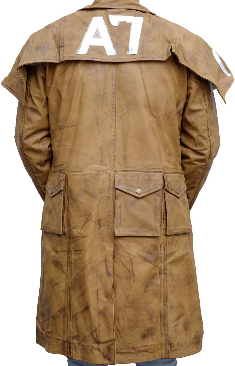 Fall NCR Vegas A7 Veteran Rangers Armour Brown Trench Leather Coat-Vegas A7 Mens Duster Coat Outerwear Fall NCR Vegas A7 Veteran Rangers Armour Brown Trench Leather Coat-Vegas A7 Mens Duster Coat Outerwear
