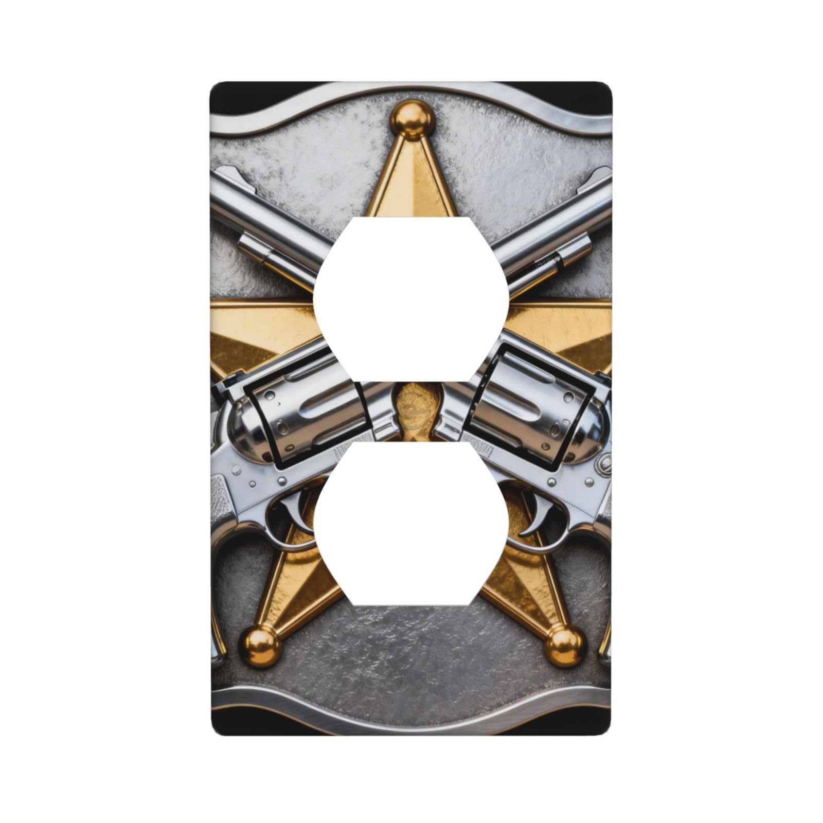 Revolver Sheriff Badge Decorative Switch Plate Cover-Unbreakable Polycarbonate Wall Plate for Home Office, 1 Gang with Screws