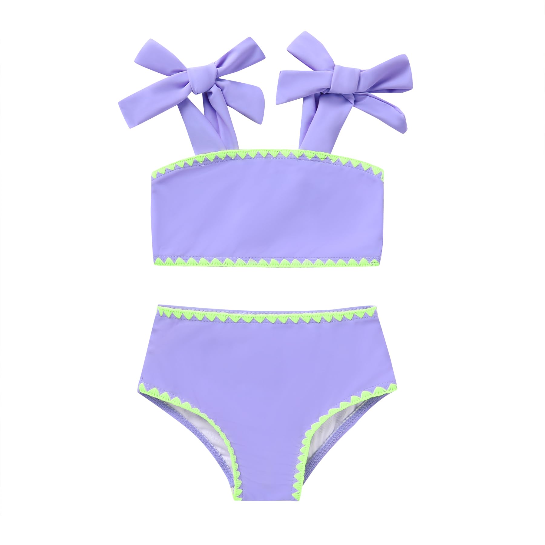 Toddler Girls Two Pieces Swimsuit Color Block Stripe Swimwear Summer Beach Bathing Suit 18M-5T