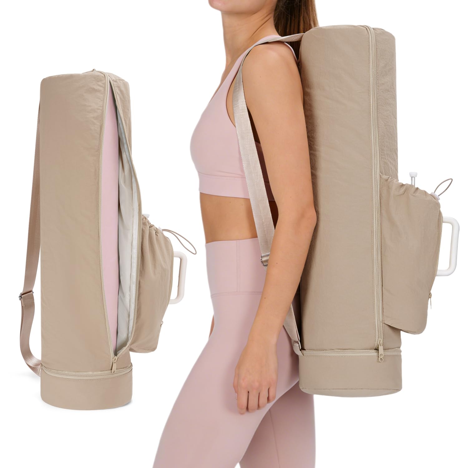 sportsnew Yoga Mat Bag with Side Bottle Pocket Fits Stanley Tumble