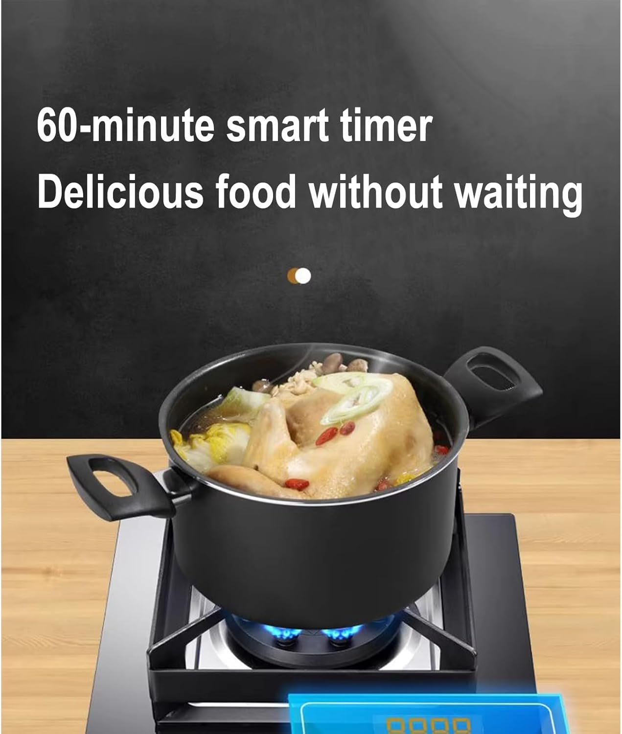 Gas Cooker 1 Burner, 5.2KW Fire Ring Wok Burner Stove, with Flameout Protection, Tempered Glass Top Cooking, for Camping BBQ Patio Frying Fogon Parrillas(NG)
