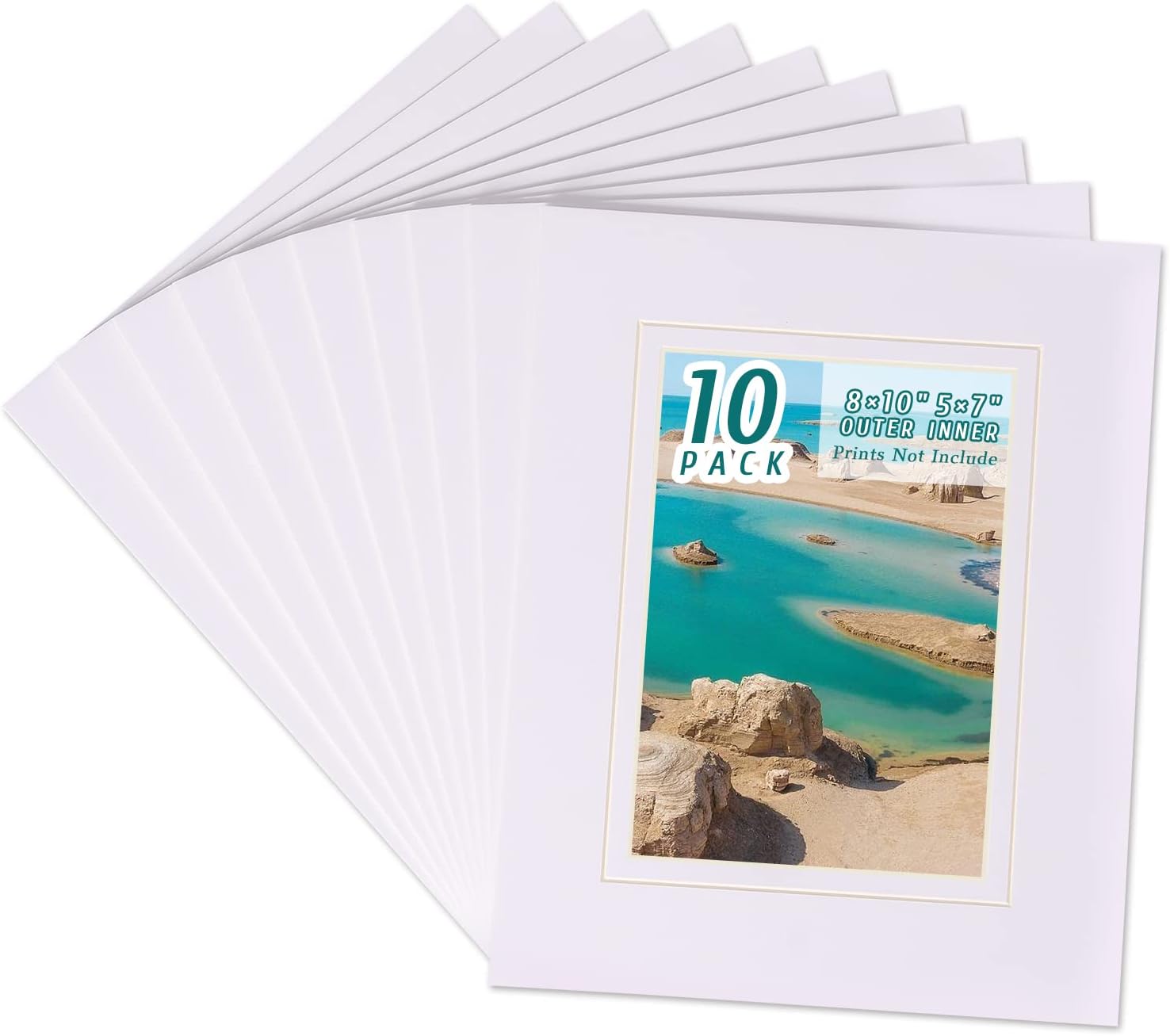 HOTUO 10 Pack Acid Free White Picture Frame Mats, PreCut