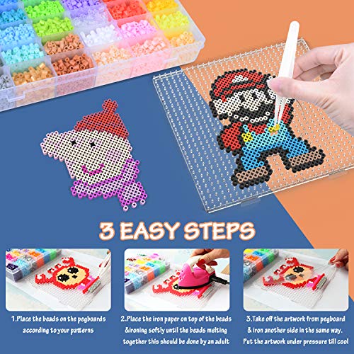 Longruner 10000, 36 Colors Fuse Beads Kit 5Mm Diy Art Craft Toys For Kids With 4 Pegboards, 60 30 Pattern Paper| B, 10000Pcs #TOP4