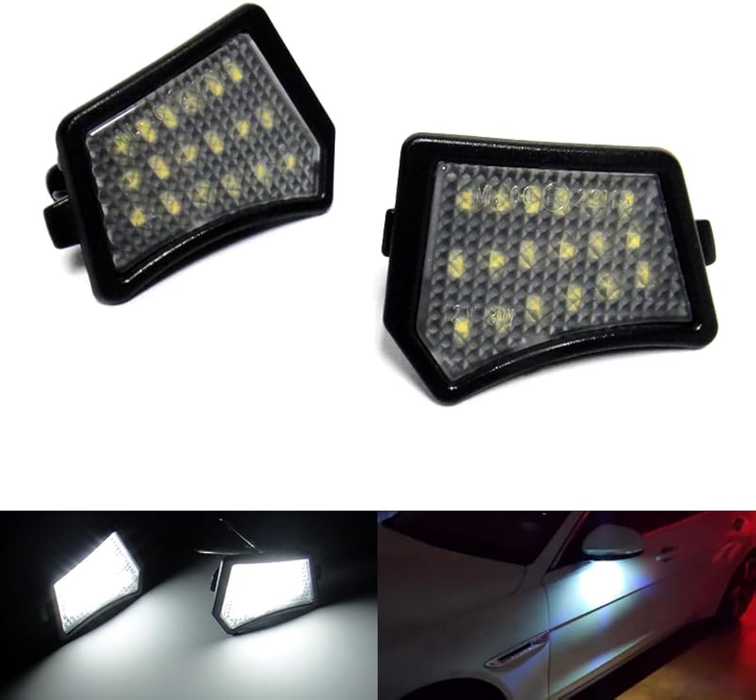 – 2x LED Side View Mirror Puddle Light White Canbus For XE X760 XF X250 X260 XJ X350 X351 XK XKR X150