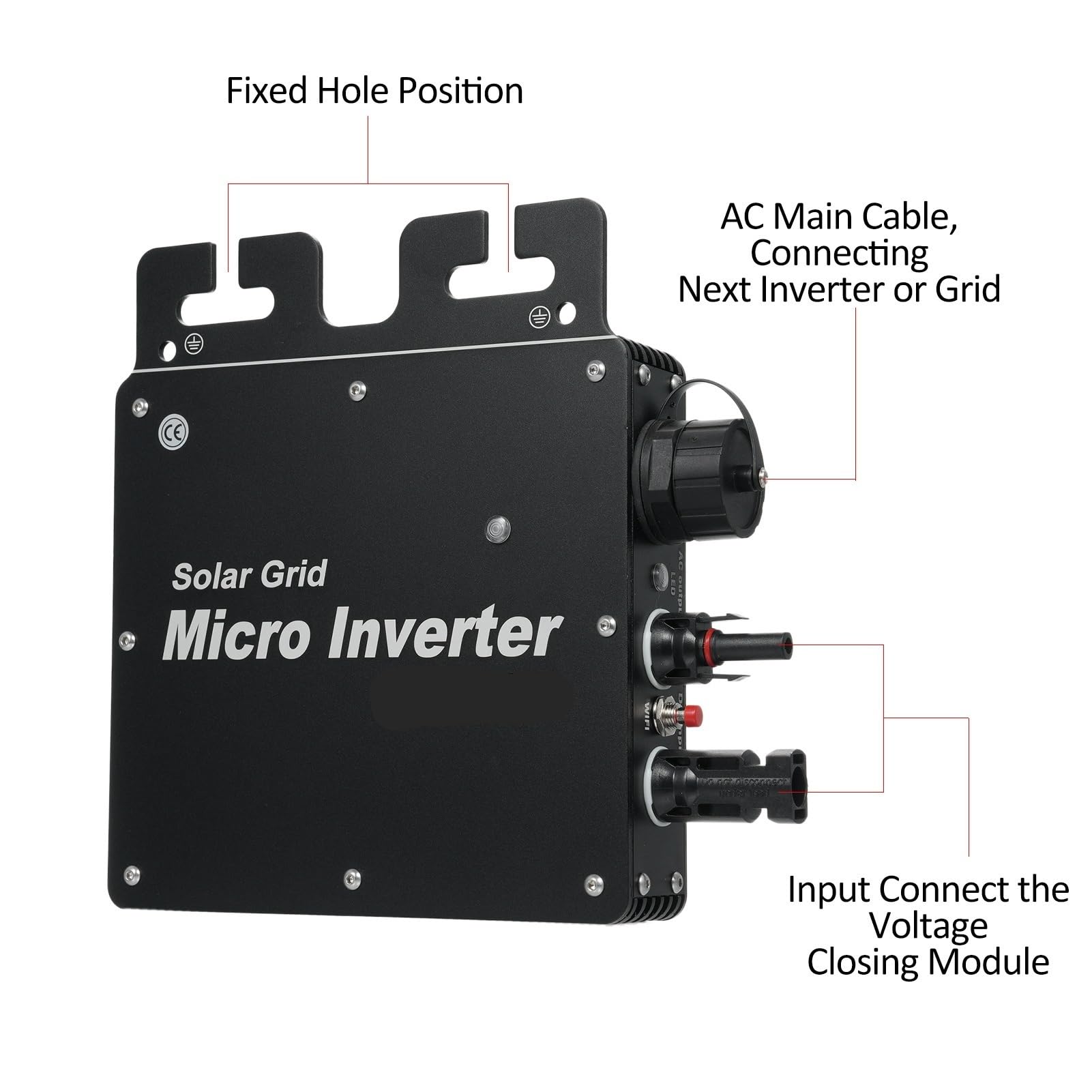 Mikroinwerter, 400W Smart WiFi AC Grid Tie Micro Solar Inverter 22-50VDC Wejście Do Panelu Słonecznego 60/72 Ogniw 250~450W MPPT IP65