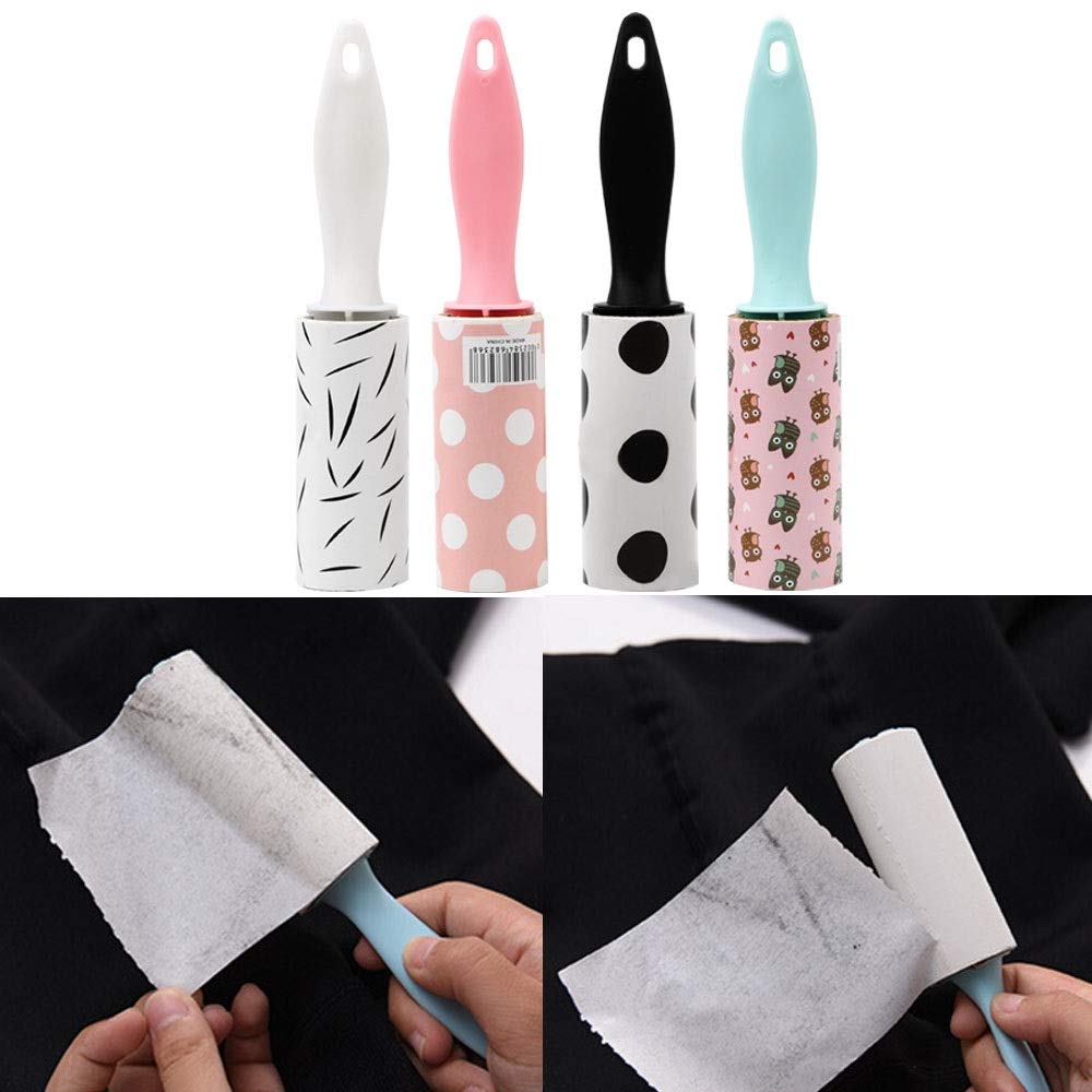 Dispositivo de Limpieza portátil Ropa Ropa pegajosa Abrigo Rodillo de Pelusa pegajoso Rodillo de Papel Adhesivo para arrancar (Color: Estilo Blanco) (Negro)