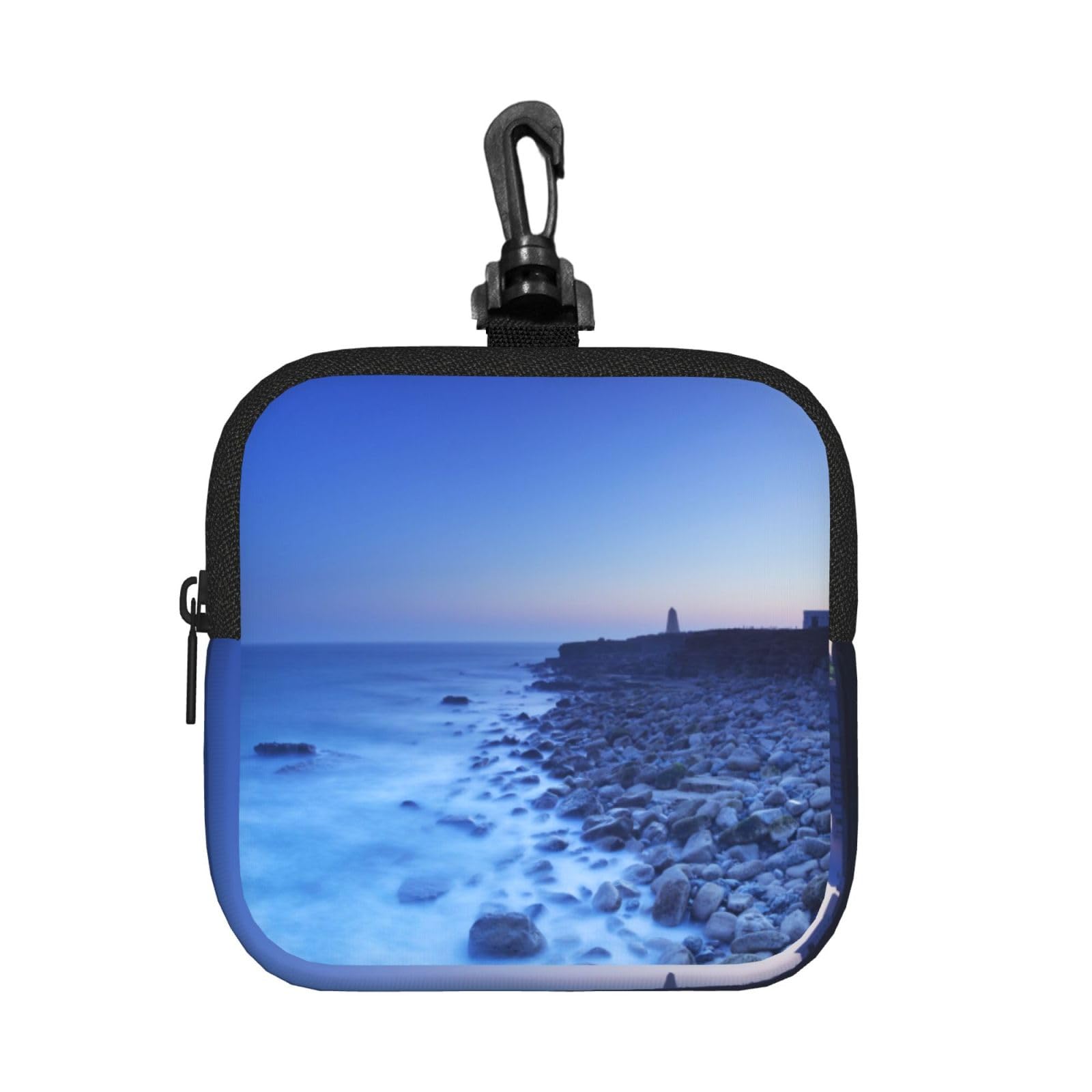 The Seaside Lighthouse Print Square Storage Bag Travel Toiletry Cosmetic Organizer Pouch Lightweight Reusable