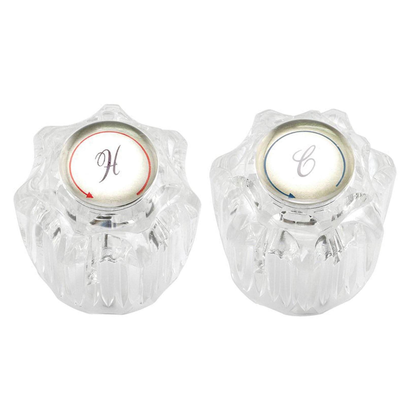 HDOYTXXM Practical Sturdy Acrylic Campers Faucet Knobs Set 2Pieces for Bathroom and Kitchen Sink Hot Cold Water Acrylic Faucet Handle