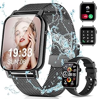 Tisoutec Smartwatch Damen Herren,Fitnessuhr Tracker mit Telefonfunktion 1.85" Touchscreen,Fitness Tracker IP67 Wasserdicht/Blutsauerstoff/Pulsmesser/Sportuhr Aktivitätstracker für Android/iOS