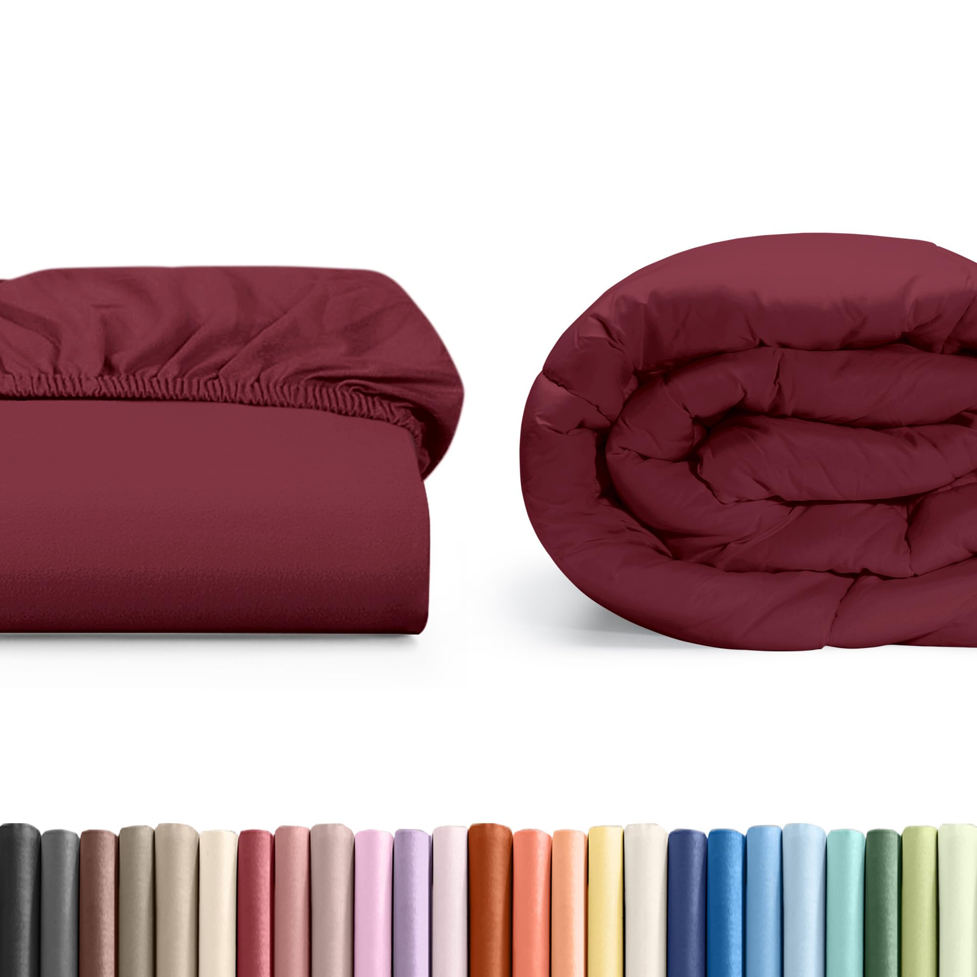 Twin XL Size Fitted Bed Sheet + Comforter Bundle - Hotel Luxury Single Fitted Bottom Sheet Only - Fits Mattress with Deep Pockets Between 8 to 16 inches - Soft, Breathable & Wrinkle Free - Burgundy
