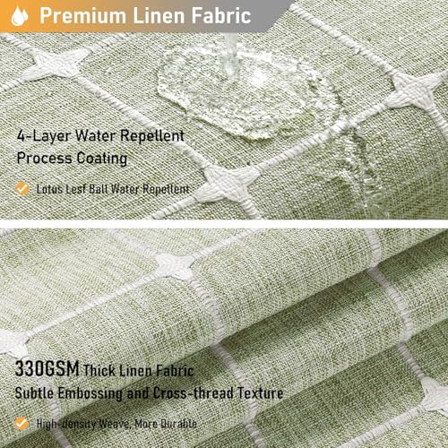 Image of BTTN Stall Shower Curtain - 60x84 Long Boho Farmhouse Linen Weighted Fabric Cloth Shower Curtain Set with 10 Plastic Hooks, Narrow Bohemian Country Decorative Shower Curtains for Bathroom - Sage Green