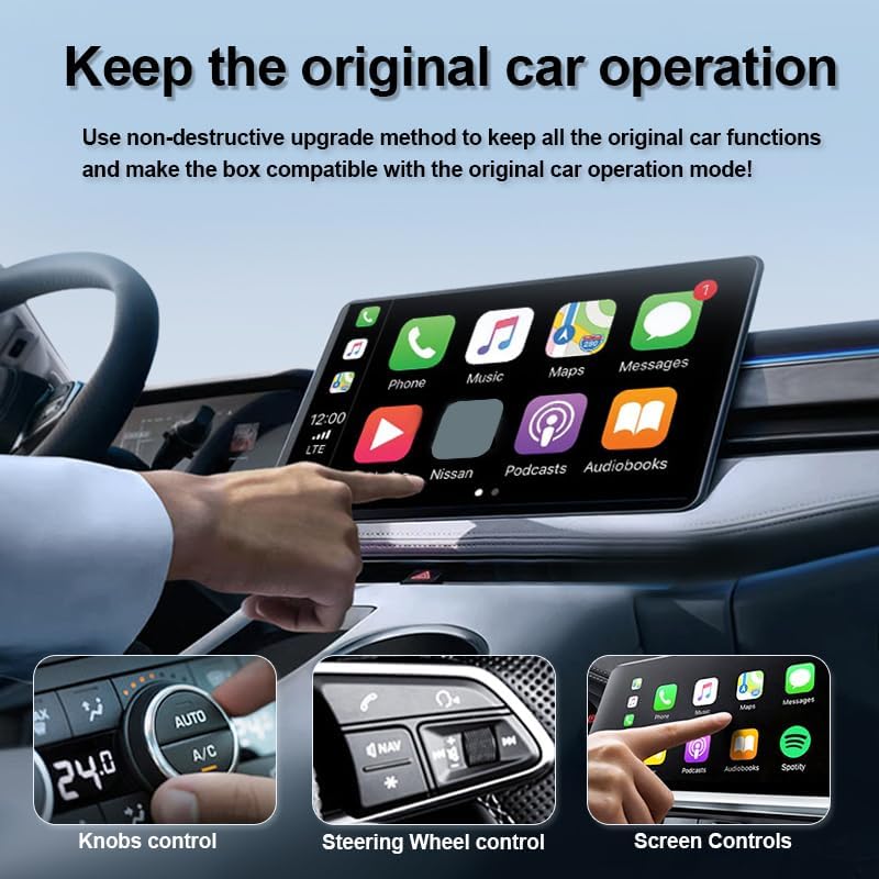 Adaptador Carplay Inalambrico para Dodge Journey 2019-2025, 2 en 1 CarPlay Dongle Convierte Cable a Inalámbrico, CarPlay Wireless Adapter Plug and Play