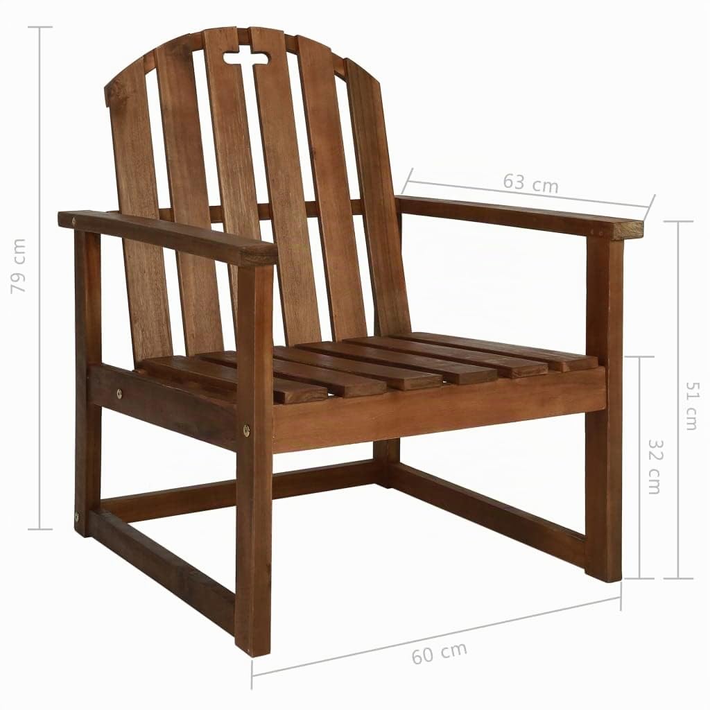 vidaXL 2X Acacia Sillones Jardín Madera Reposabrazos Marrón Set Sillas Patio