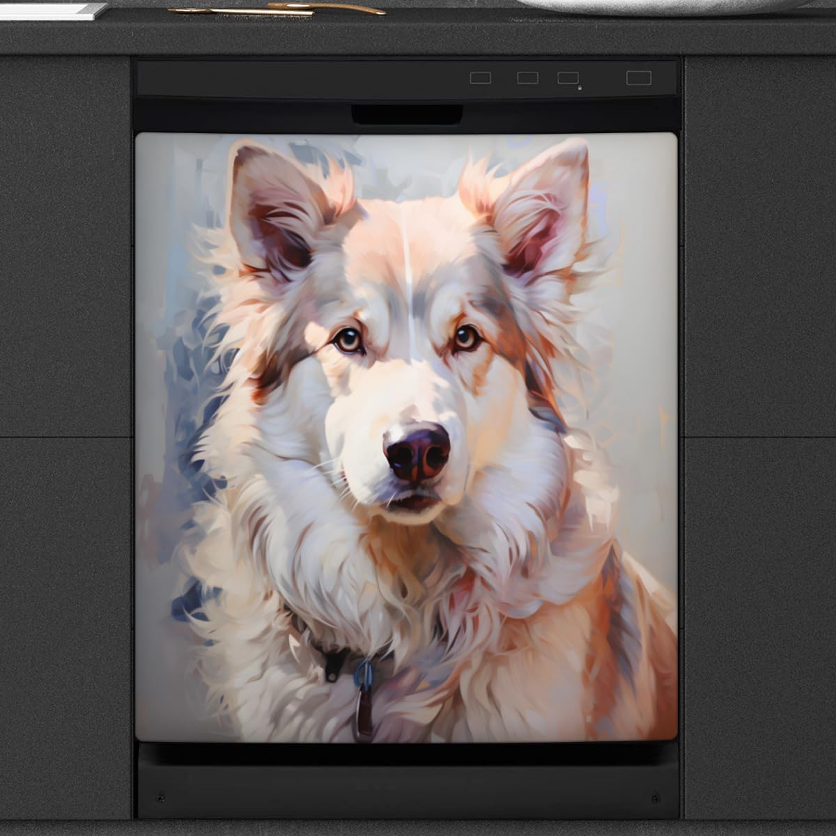 Watercolor Dog Animal Dishwasher Magnet Cover Reusable Decorative Magnetic Door Cover Dishwasher Covers for The Front Magnetic Kitchen Refrigerator Appliance Decor 23 x 26 Inches