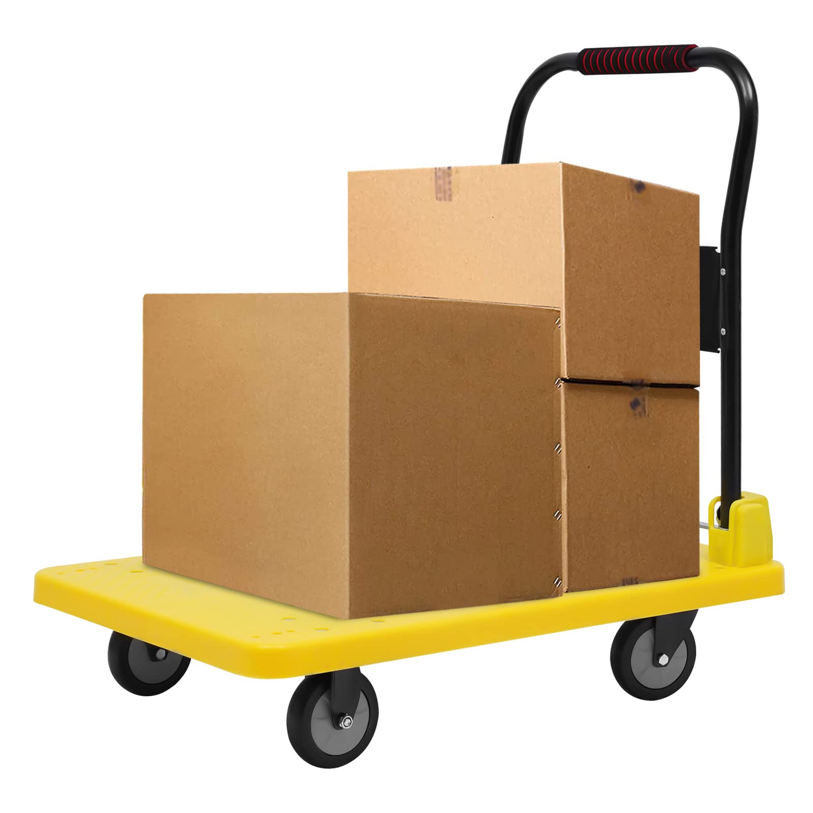 Carro plegable con plataforma de transporte | Plataforma Carrito de 400 kg de capacidad de carga | con cuatro ruedas universales de 360 grados | Transporte anticolisión Mudanzas, Rodamientos | 58 x 87
